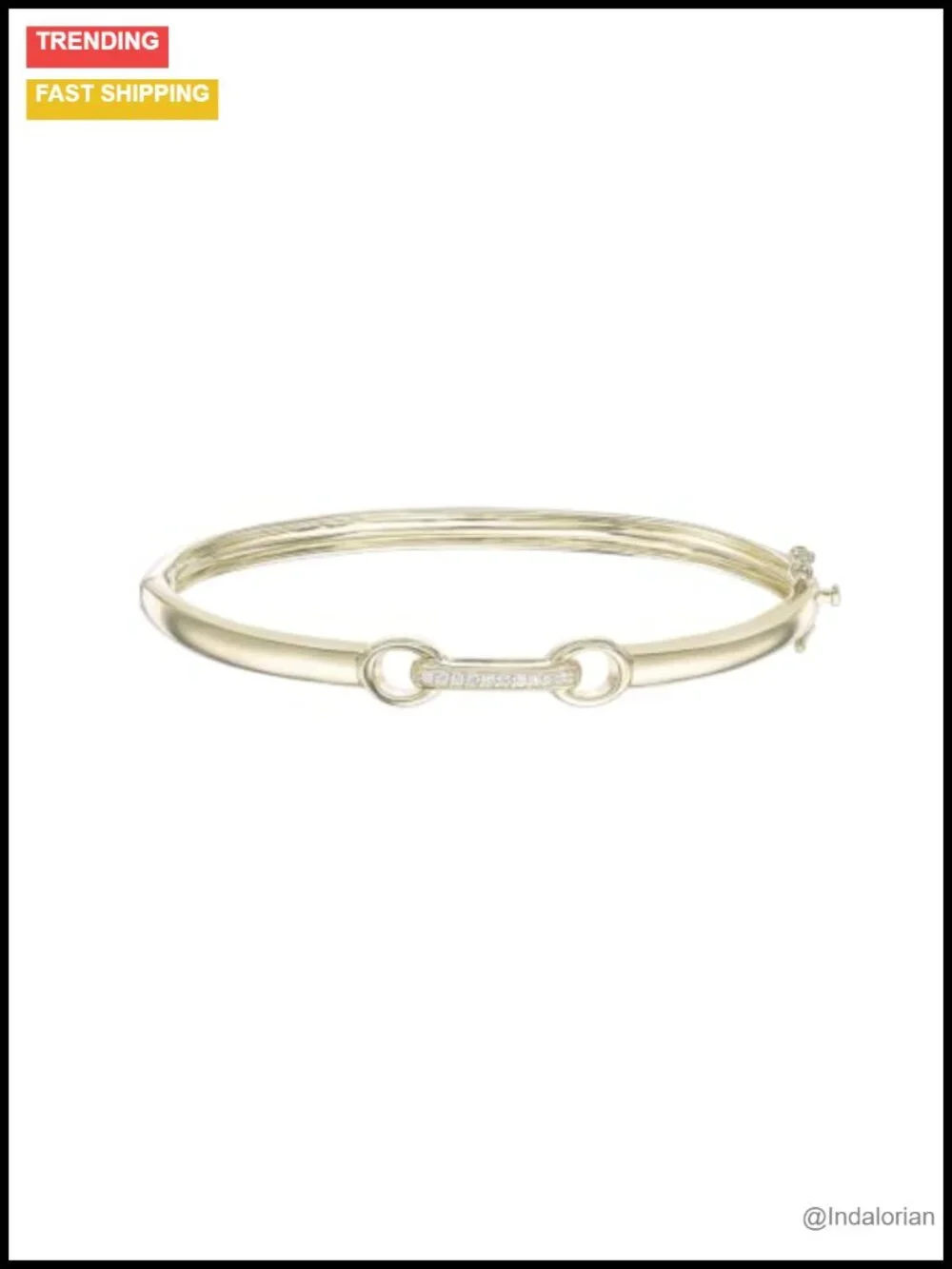 Lab Grown Diamond Horsebit Bangle Bracelet 18k Yellow Gold Plated Sterling